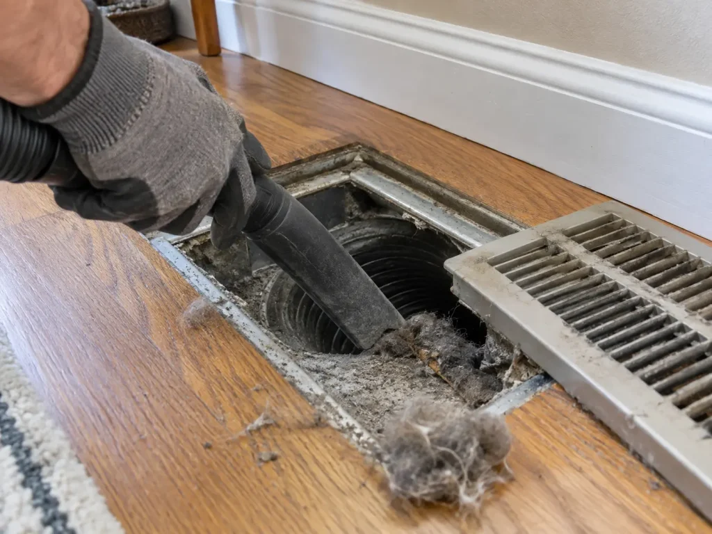 Air duct vent with dust buildup